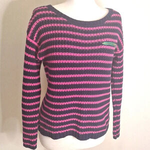 Tommy Hilfiger cotton  chuncky knit Y2K stripped crew neck sweater SZ S